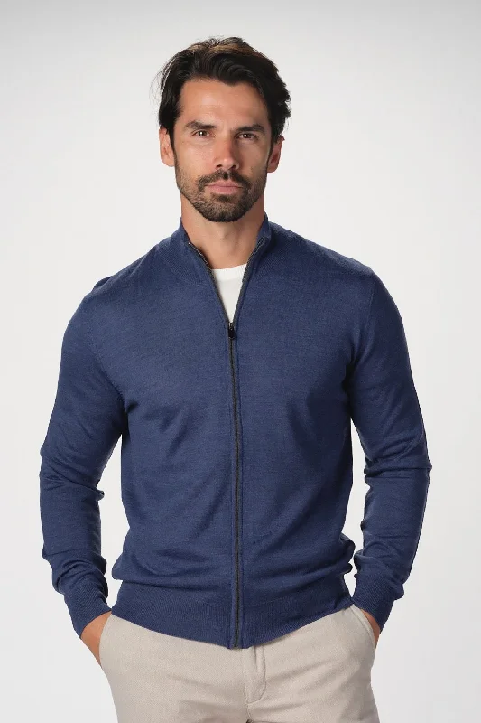 Merino Wool Solid Full-Zip Sweater