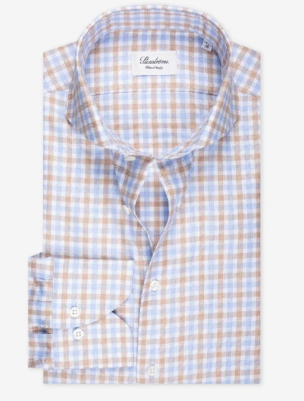 Multi Gingham Check Shirt Beige