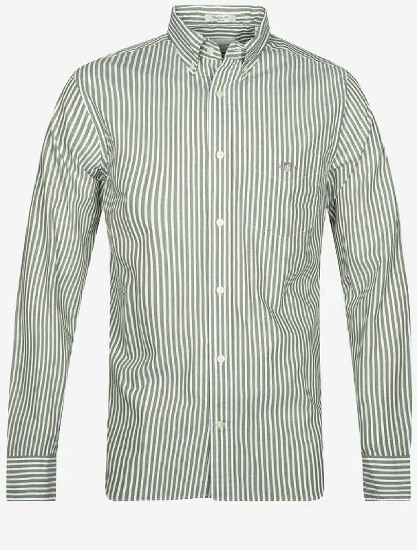 Regular Fit Poplin Stripe Shirt Juniper Green