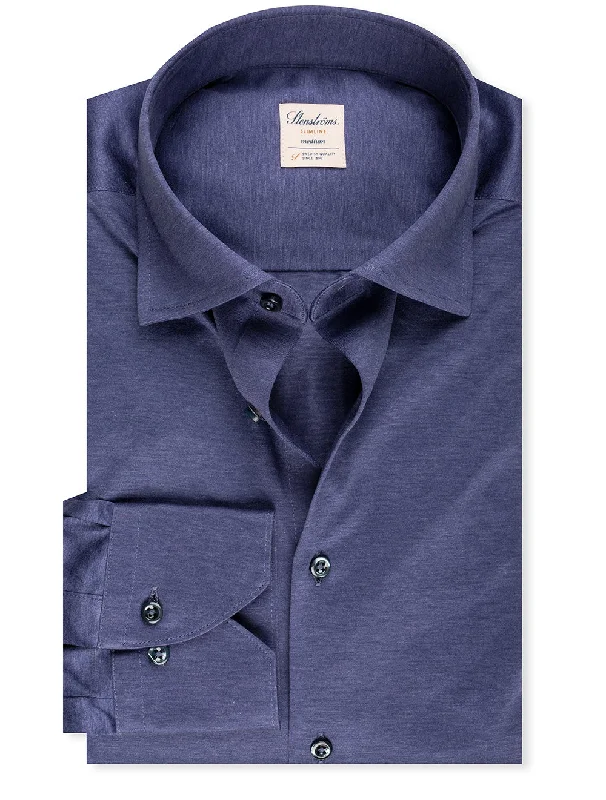 Slimline Jersey Stretch Shirt Navy