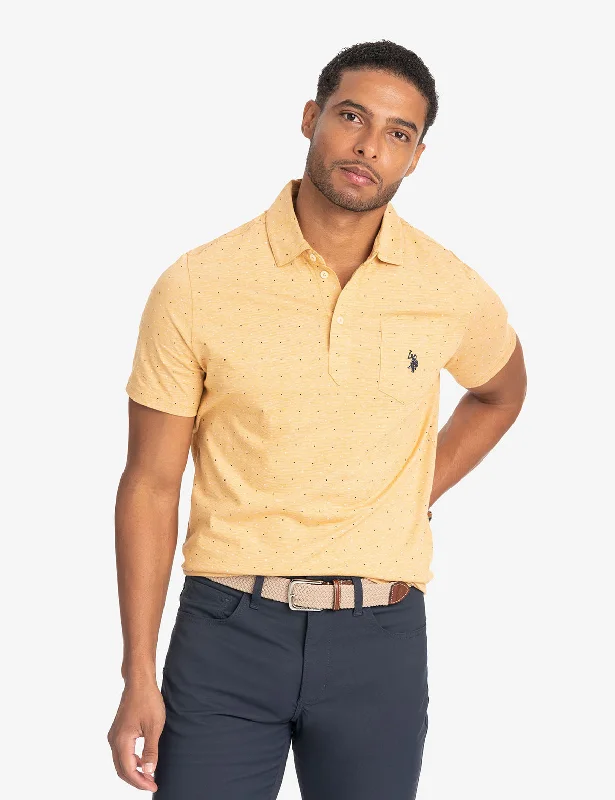 PRINTED END-ON-END STRIPED POLO SHIRT