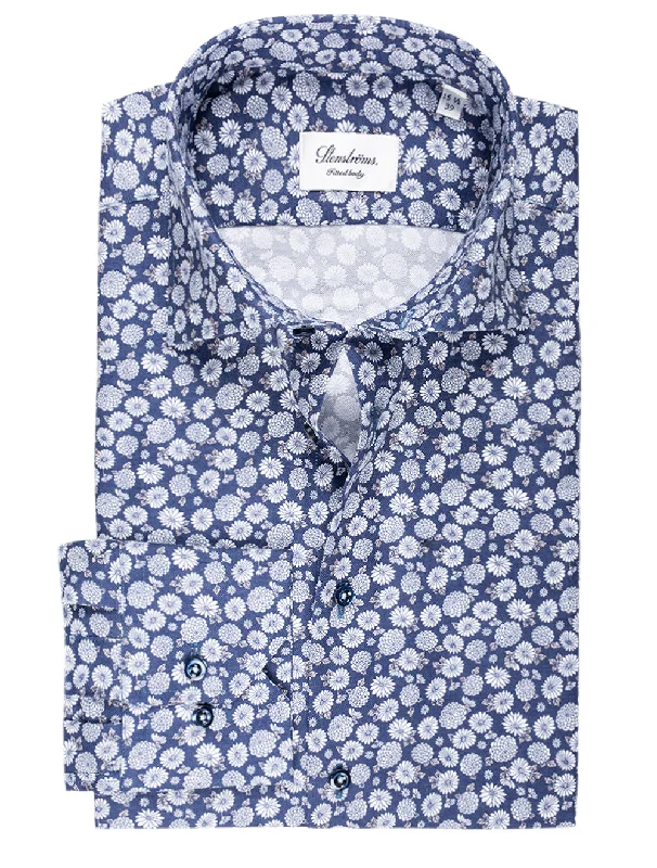 Floral Pinpoint Oxford Shirt Navy