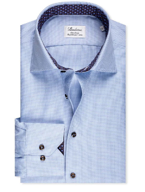 Fitted Houndstooth Shirt Blue