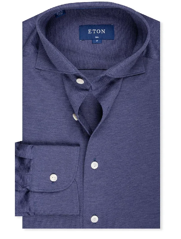 Slim Fit Pique Shirt Navy