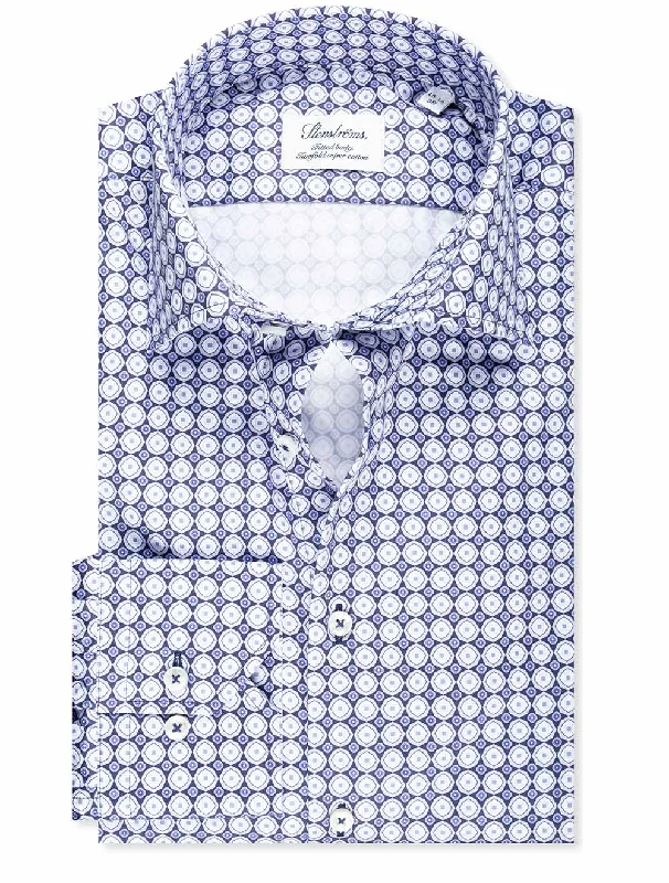 Fitted Circle Pattern Shirt Navy