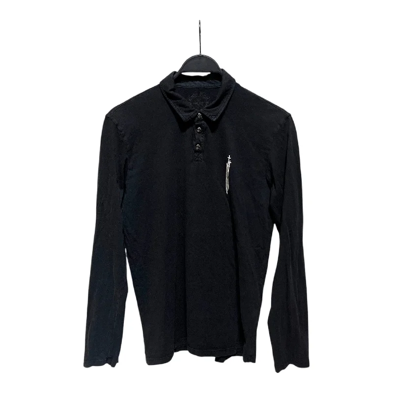 CHROME HEARTS/LS Shirt/S/Cotton/BLK/925 BUTTONS POLO