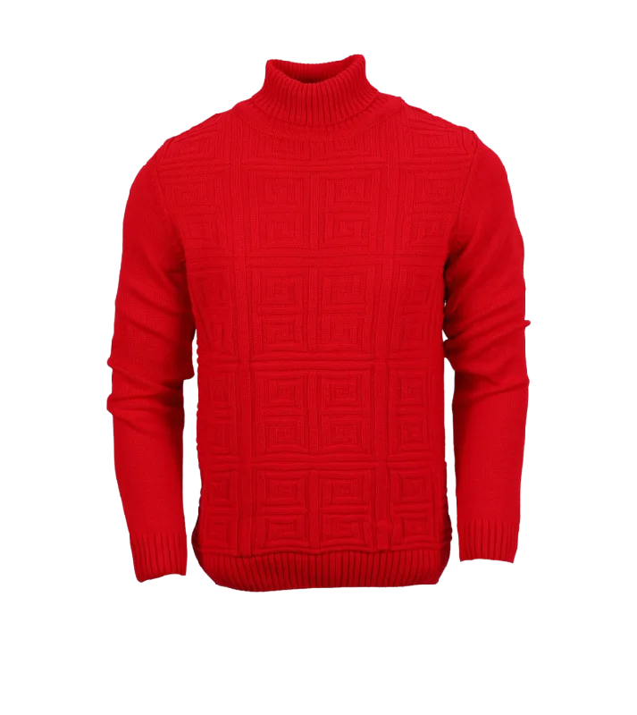 New York Red Men's Turtleneck Sweaters Light Blend Slim Fit