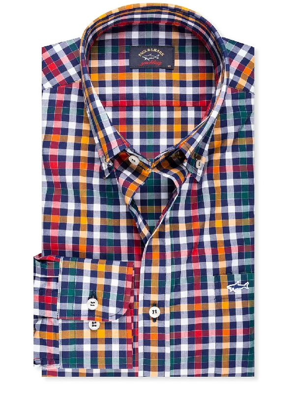 Check Button Down Shirt Red/navy/yellow