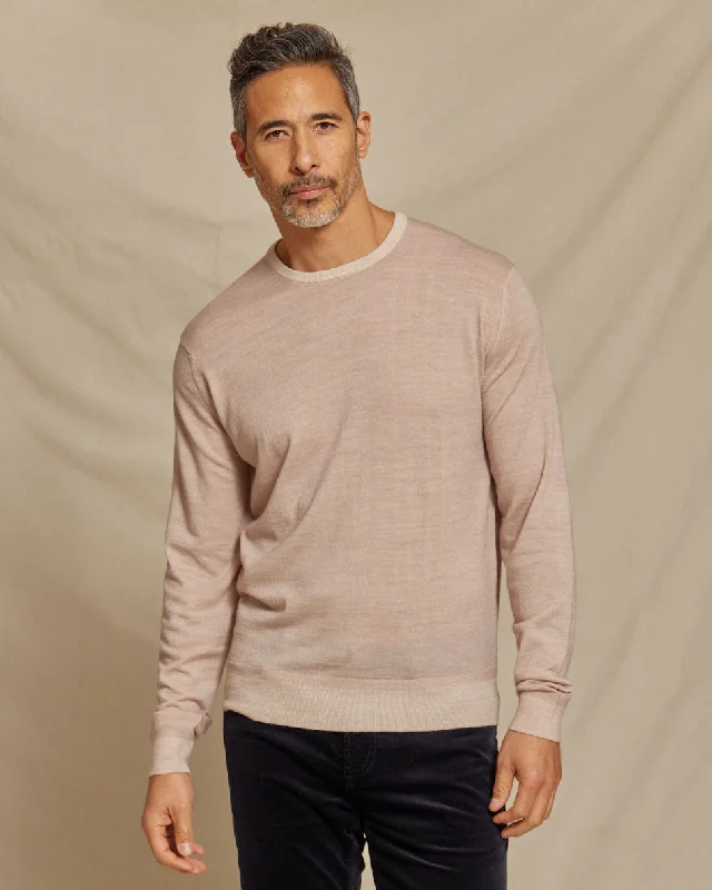 The Banks - LS Lightweight MERINOmax Crew Neck Sweater - Light Taupe