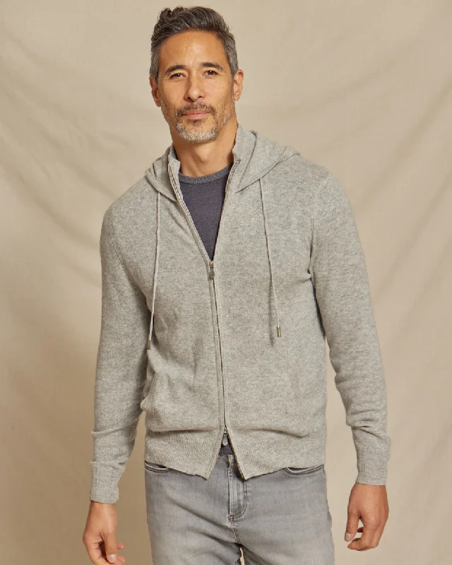 The Aspen - Cashmere Full Zip Hoodie - Grey Heather