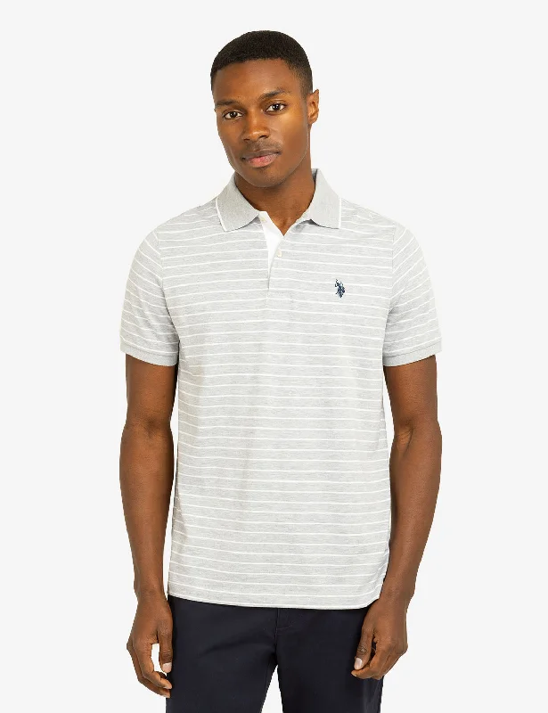 YARN DYE STRIPE JERSEY POLO SHIRT