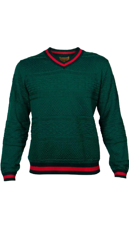 Prestige Men's Green Sweaters V-neck Fashion Design Pullover