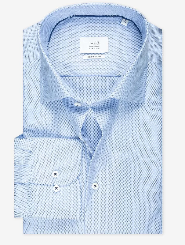 Pattern 2 Ply Comfort Fit Shirt Blue