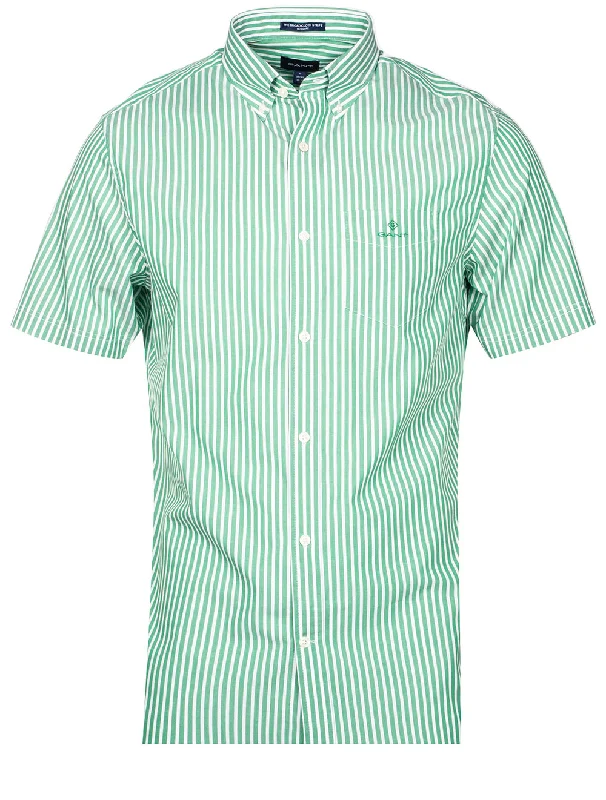 Regular Fit Stripe Short Sleeve Broadcloth Shirt Lavish Green