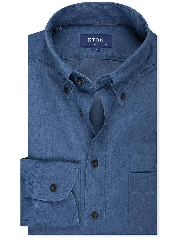 Slim Fit Lightweight Denim Shirt Navy