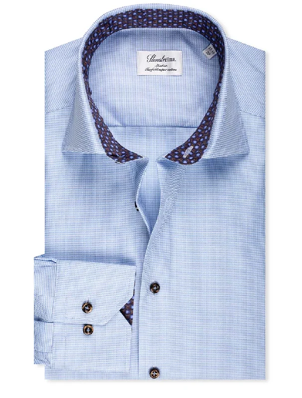 Slim Houndstooth Shirt Blue