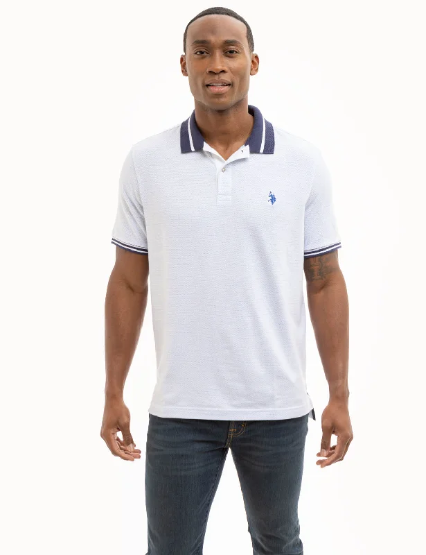 JACQUARD TEXTURED JERSEY POLO SHIRT