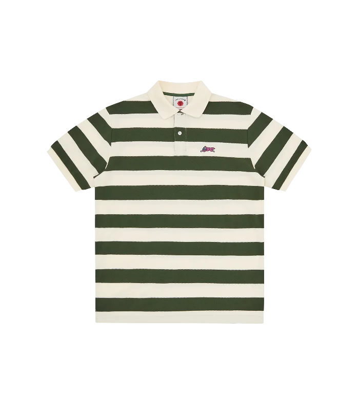 RUNNING DOG STRIPED POLO - GREEN STRIPE