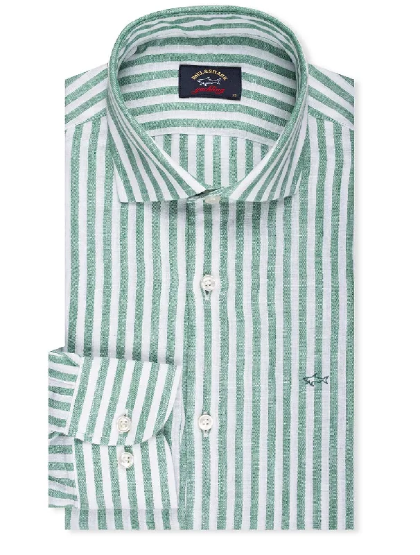 Stripe Linen Shirt Green