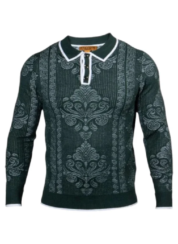 Prestige Green Men's Polo Sweater Luxury Fashion Design