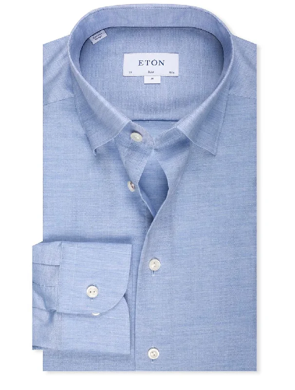 Slim Fit Herringbone Flannel Shirt Sky Blue