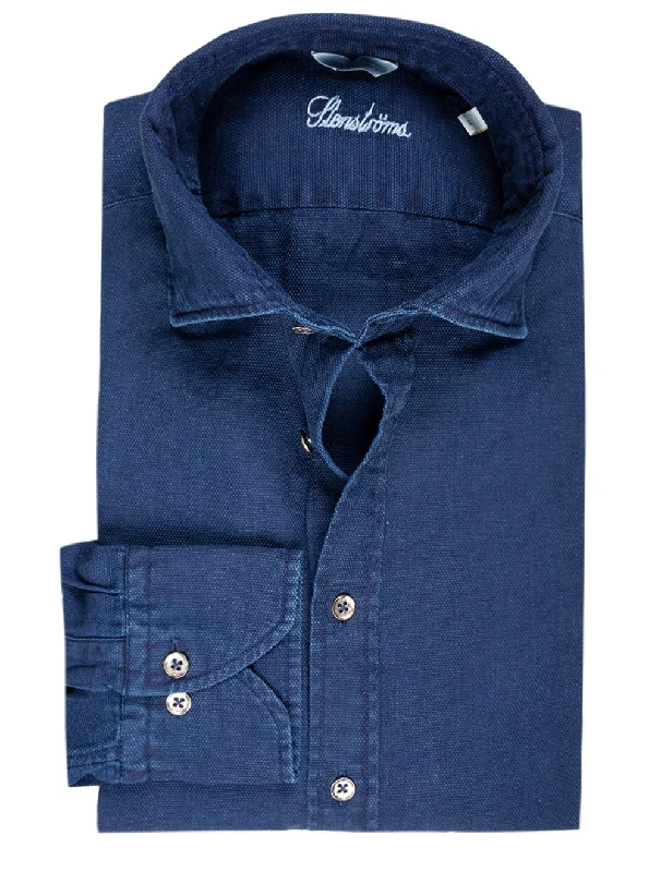 Pique Weave Denim Shirt Navy