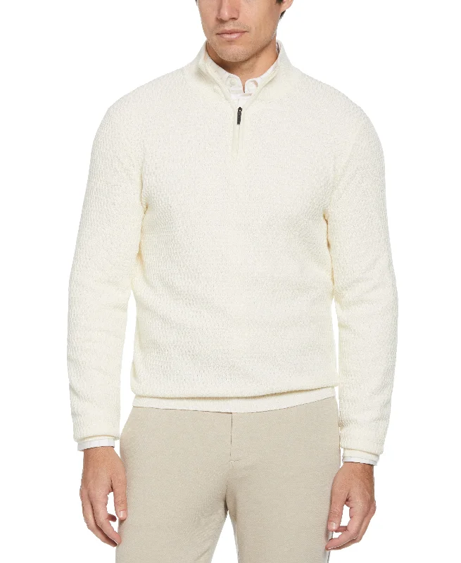 Ribbed Mock Neck Quarter Zip Sweater