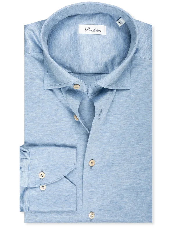 Slimline Jersey Stretch Shirt Blue