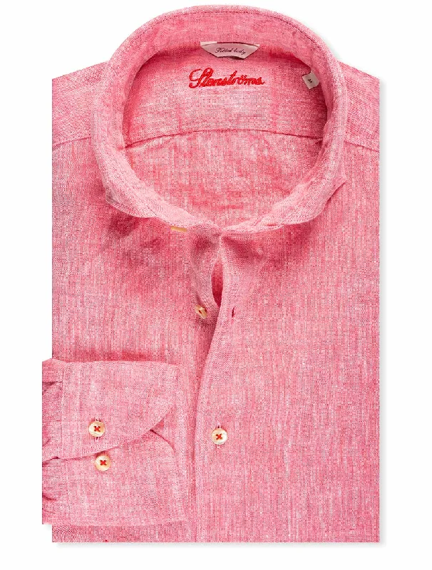 Fitted Linen Shirt Pink