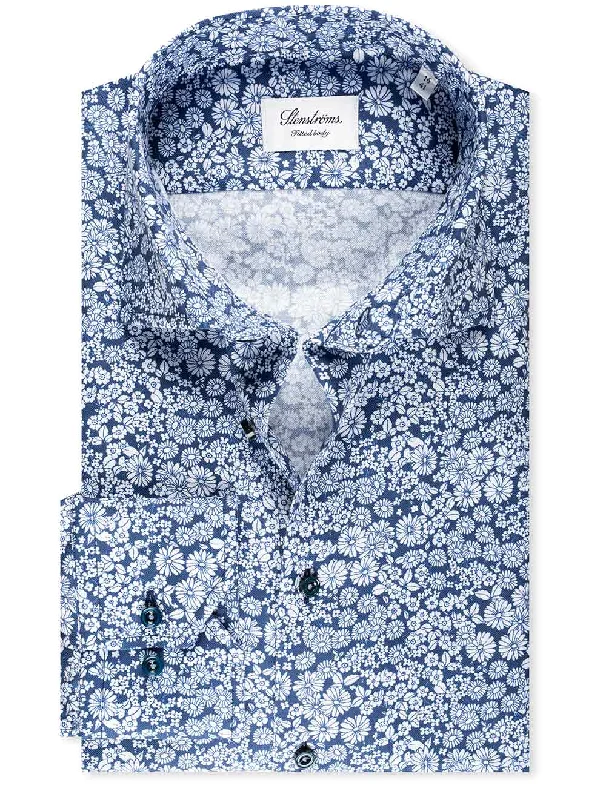 Floral Fitted Shirt Navy