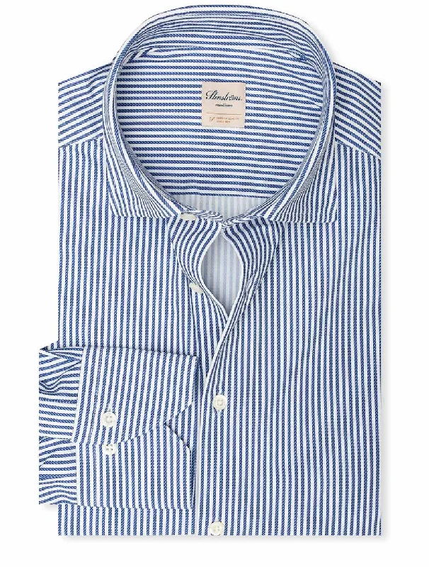 Jersey Striped Stretch Shirt Blue