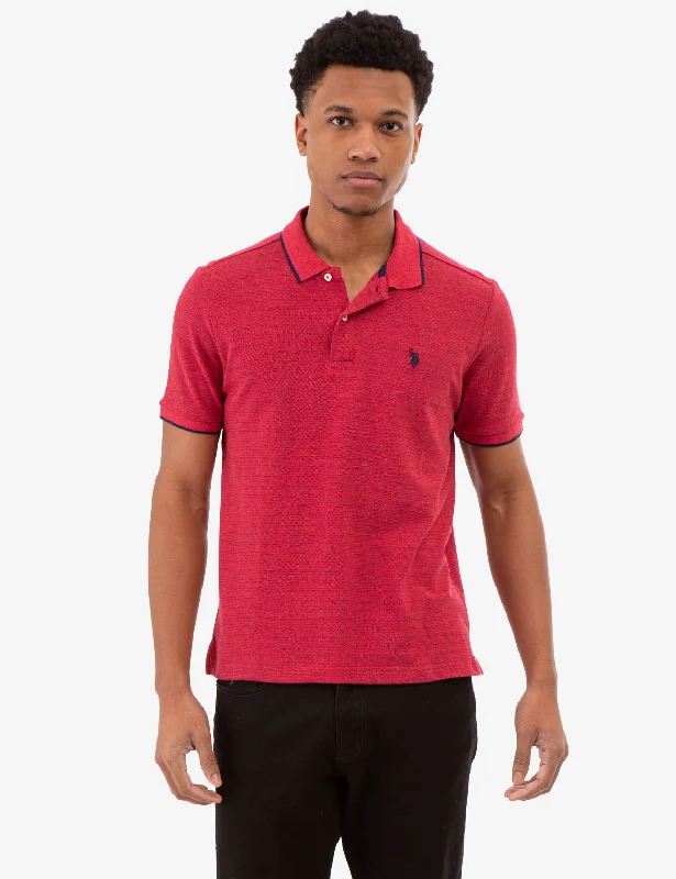 JACQUARD MARLED STRIPE POLO SHIRT