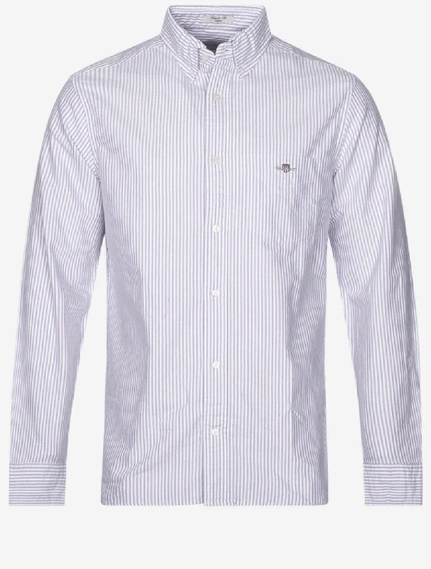 Regular Fit Oxford Banker Stripe Shirt Lilac