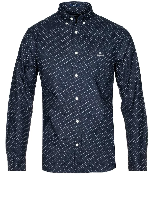 Reg Micro Print Oxford Button-down Shirt Evening Blue