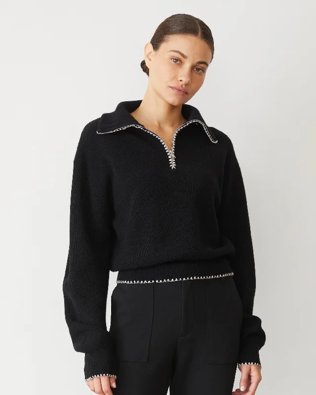 Wool Cashmere Half Zip Sweater