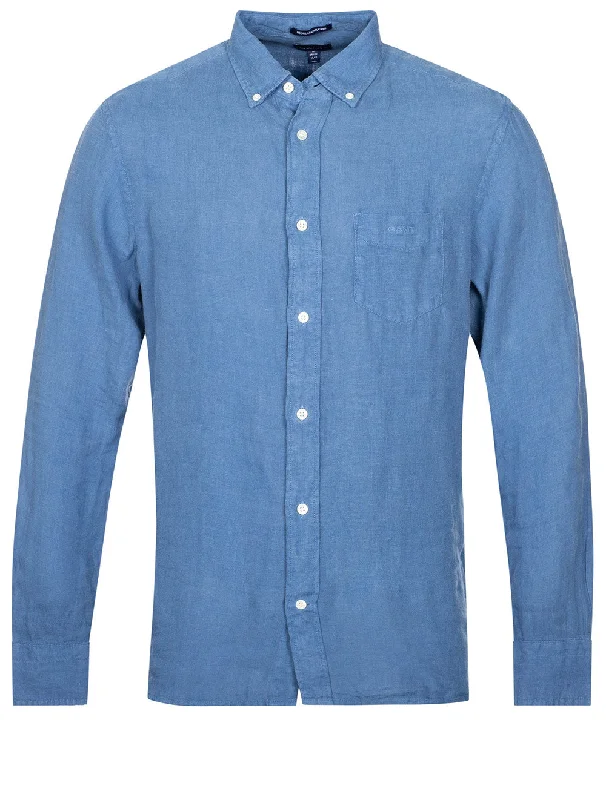 Regular Fit Dyed Linen Shirt Salty Sea