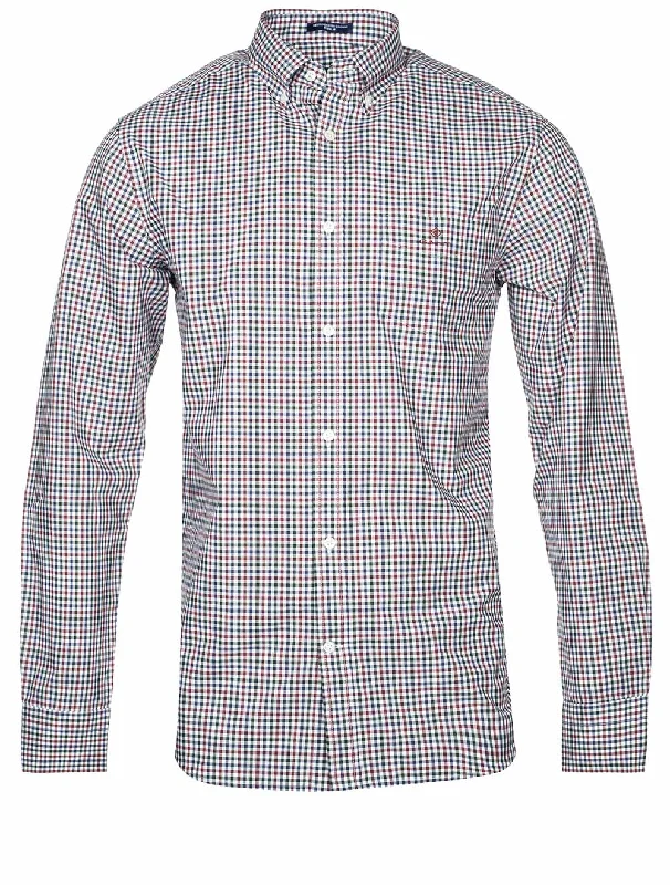 Regular Fit 3-Color Gingham Broadcloth Shirt Cabernet Red