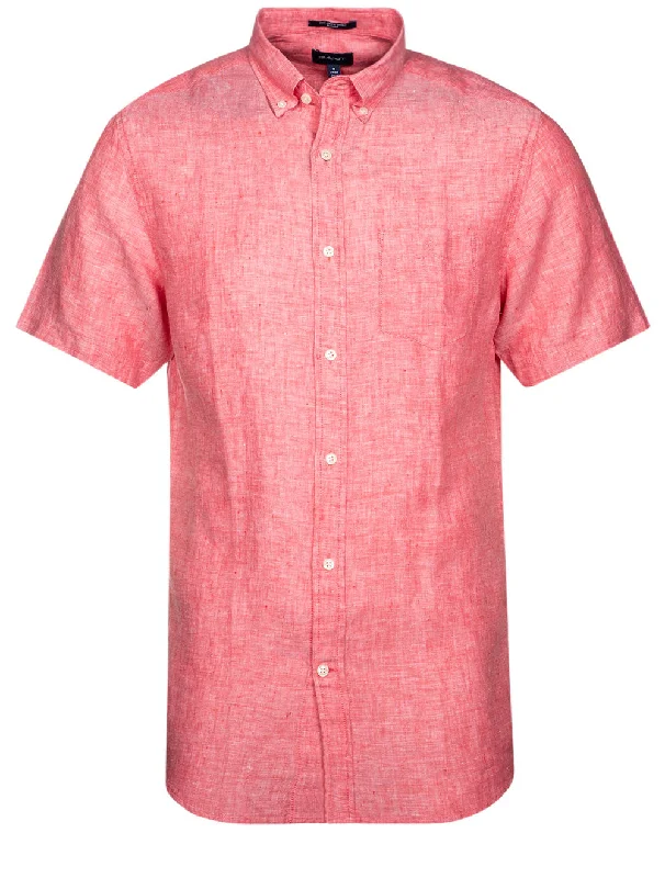 Regular Linen Short Sleeve Shirt Watermelon Pink