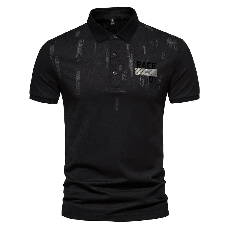 Men's Street Fashion Race Short Sleeved Polo Shirt