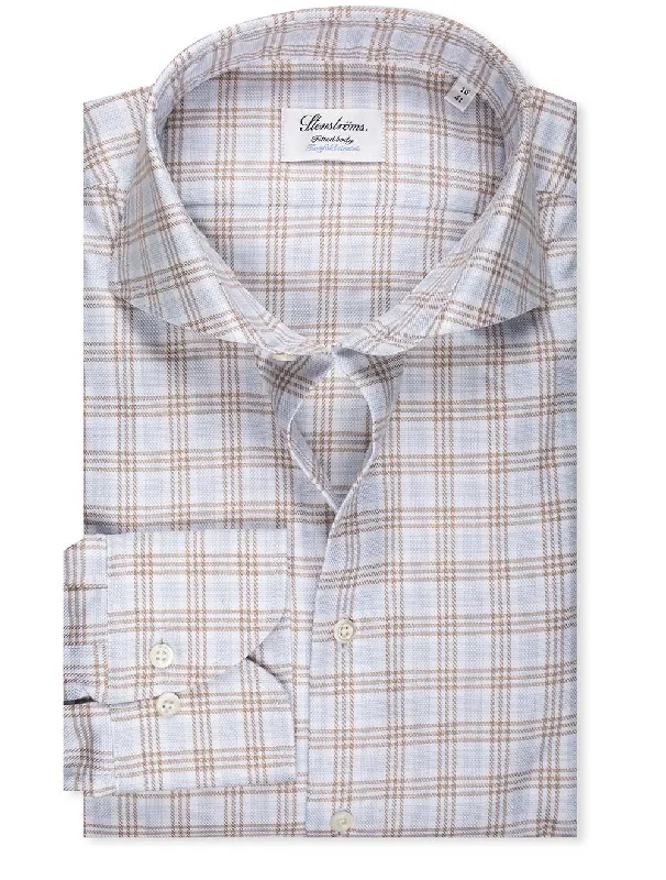 Fitted Plaid Check Shirt Brown