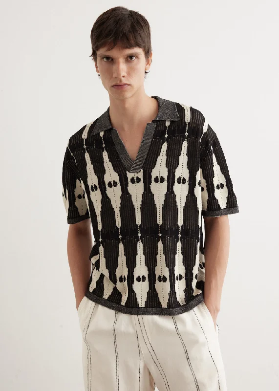 Ritual Jacquard Knit Open Placket Polo