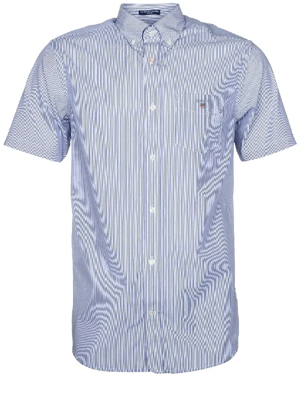 Regular Fit Broadcloth Banker Buttondown Shortsleeve College Blue