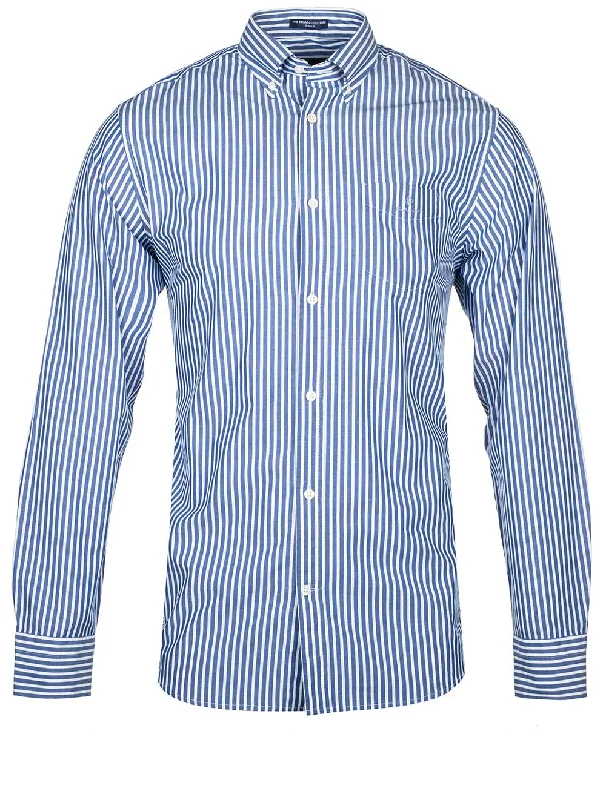 Regular Fit Stripe Broadcloth Shirt College Blue