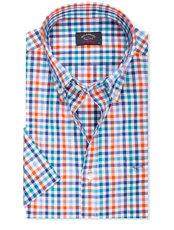 Buttondown Shortsleeve Gingham Check Shirt Multi