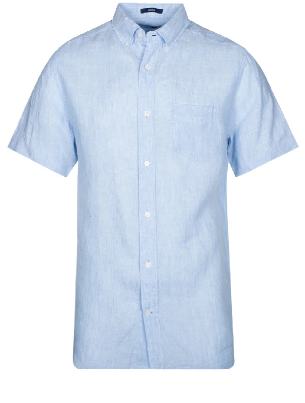 Regular Linen Short Sleeve Shirt Capri Blue