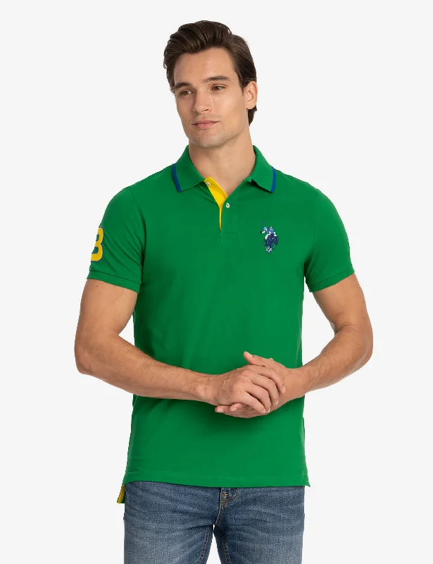 SLIM FIT BIG LOGO MULTI-TONAL POLO SHIRT