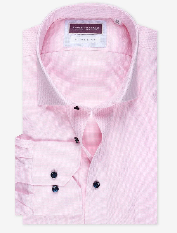 Pinpoint Contrast Button Shirt Pink