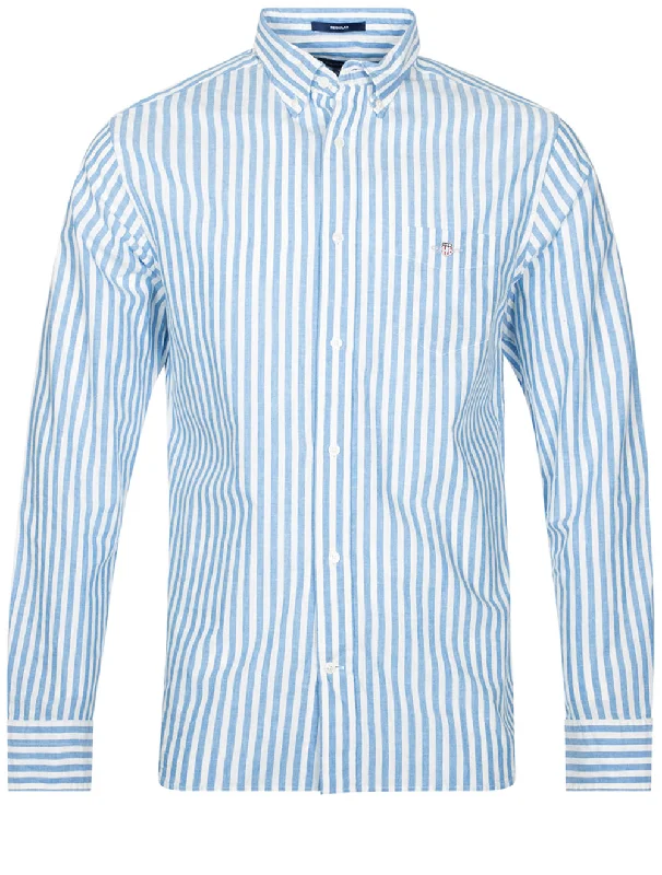 Regular Cotton Linen Stripe Shirt Day Blue