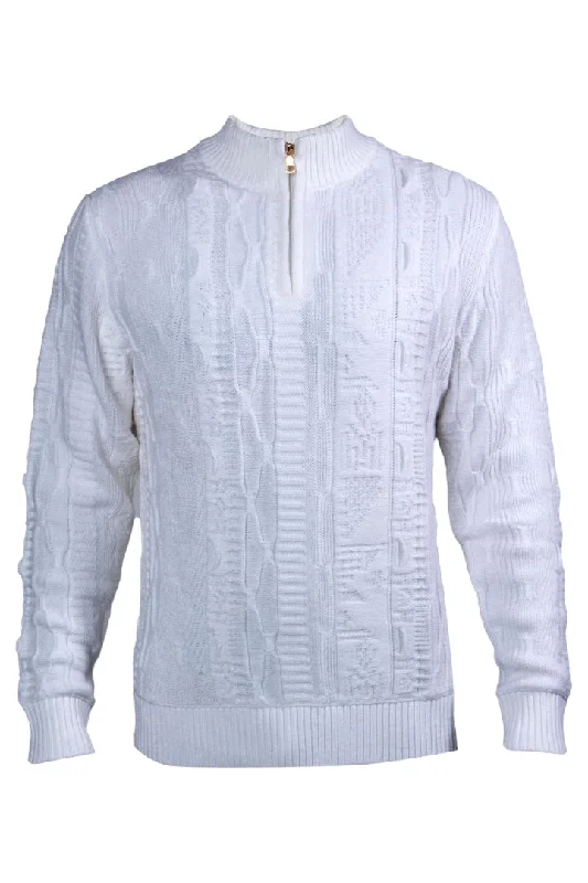 Prestige White Men's Zip-Up Sweaters Style No: PD-296