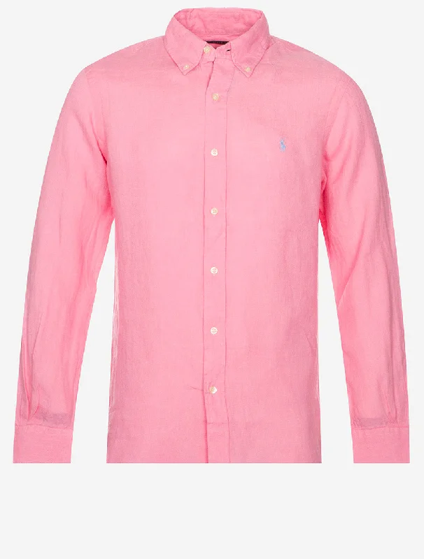 Custom Fit Linen Shirt Pink